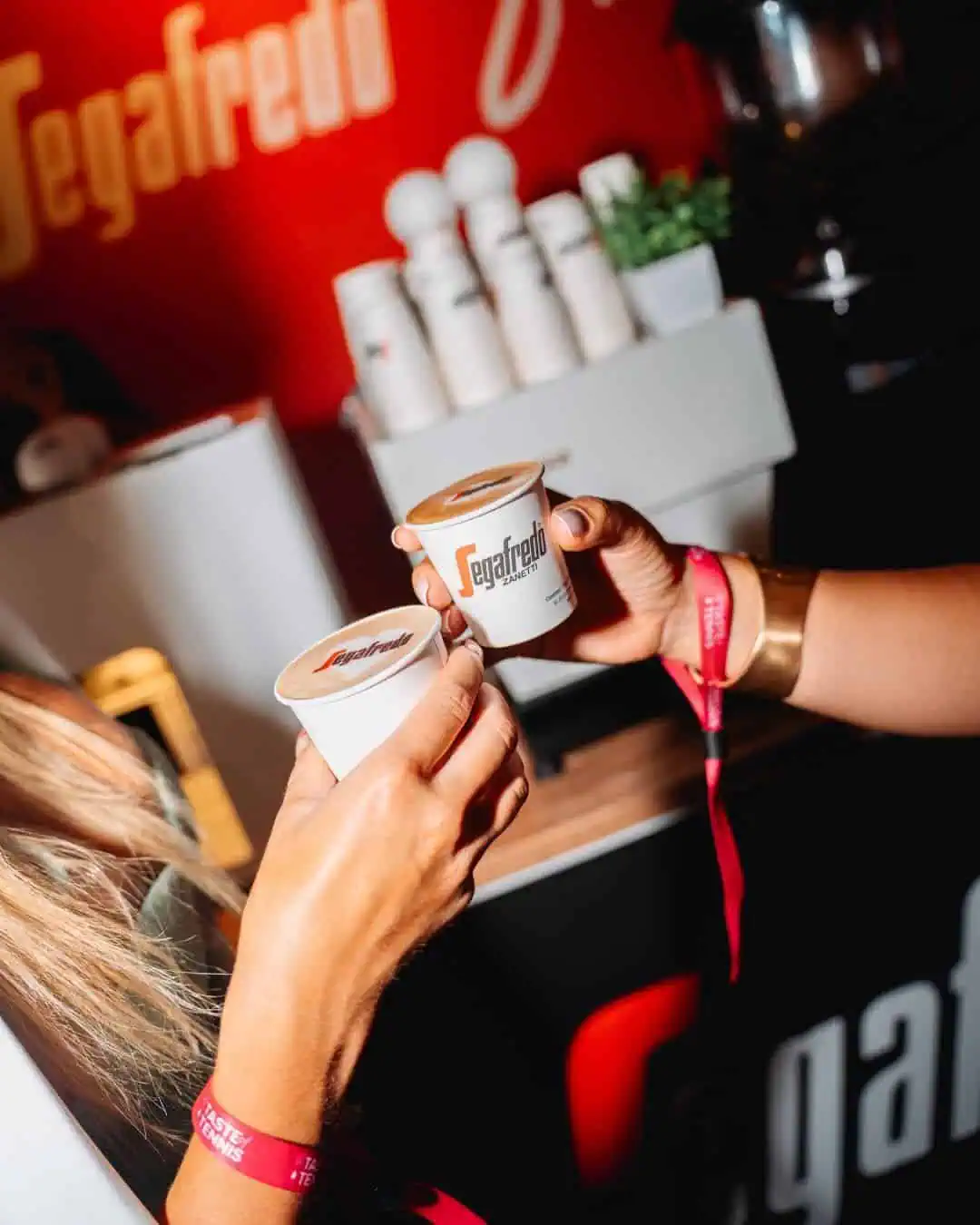 Segafredo branded coffee cart at a Taste of Tennis event in Miami