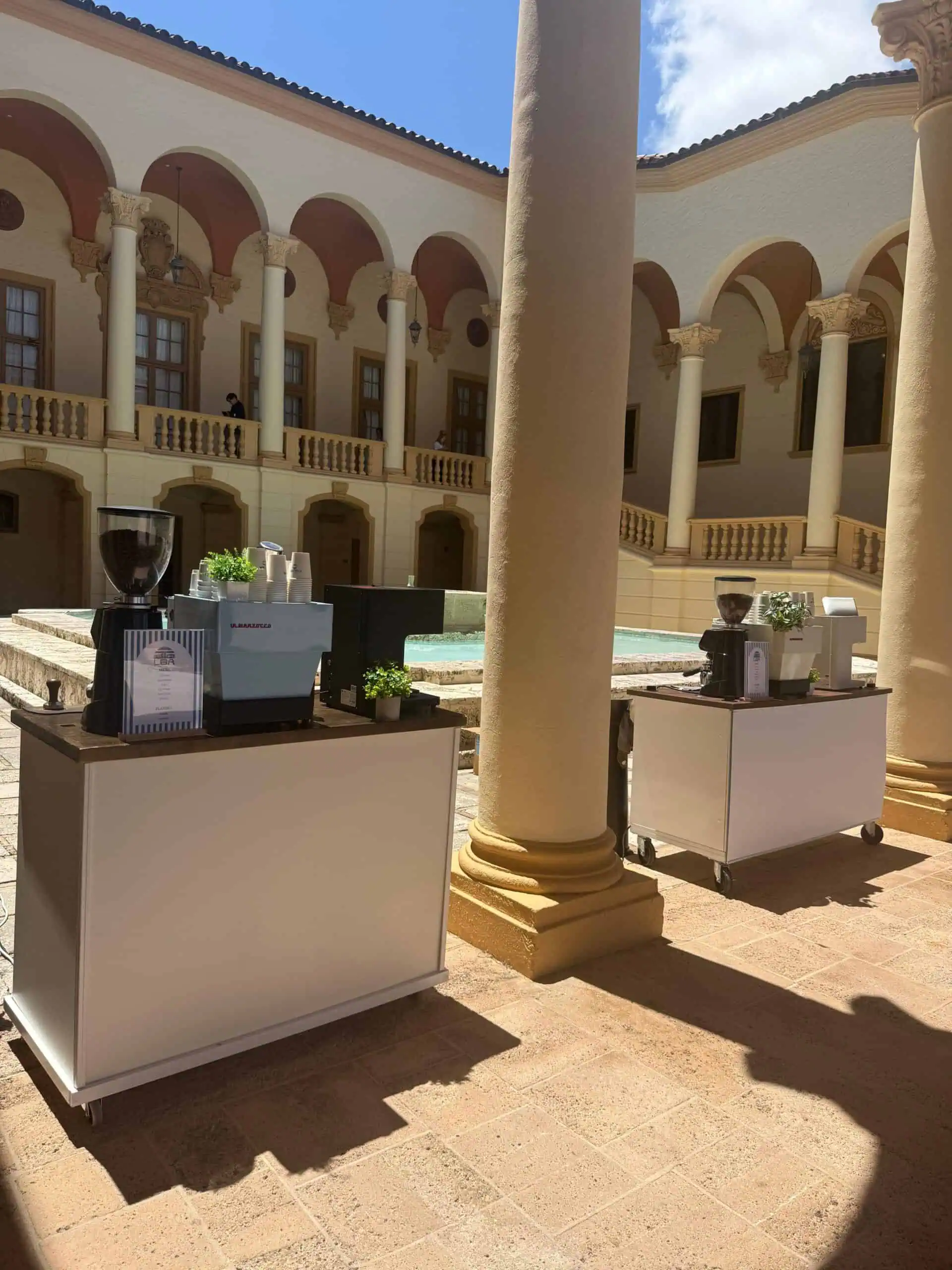 Coffee cart set up at the Biltmore Coral Gables for an LBA event