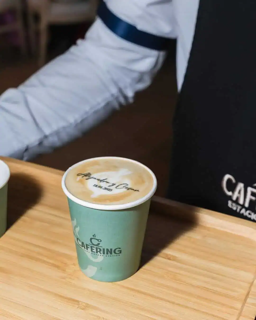 Custom latte art printer used at a Miami wedding coffee cart